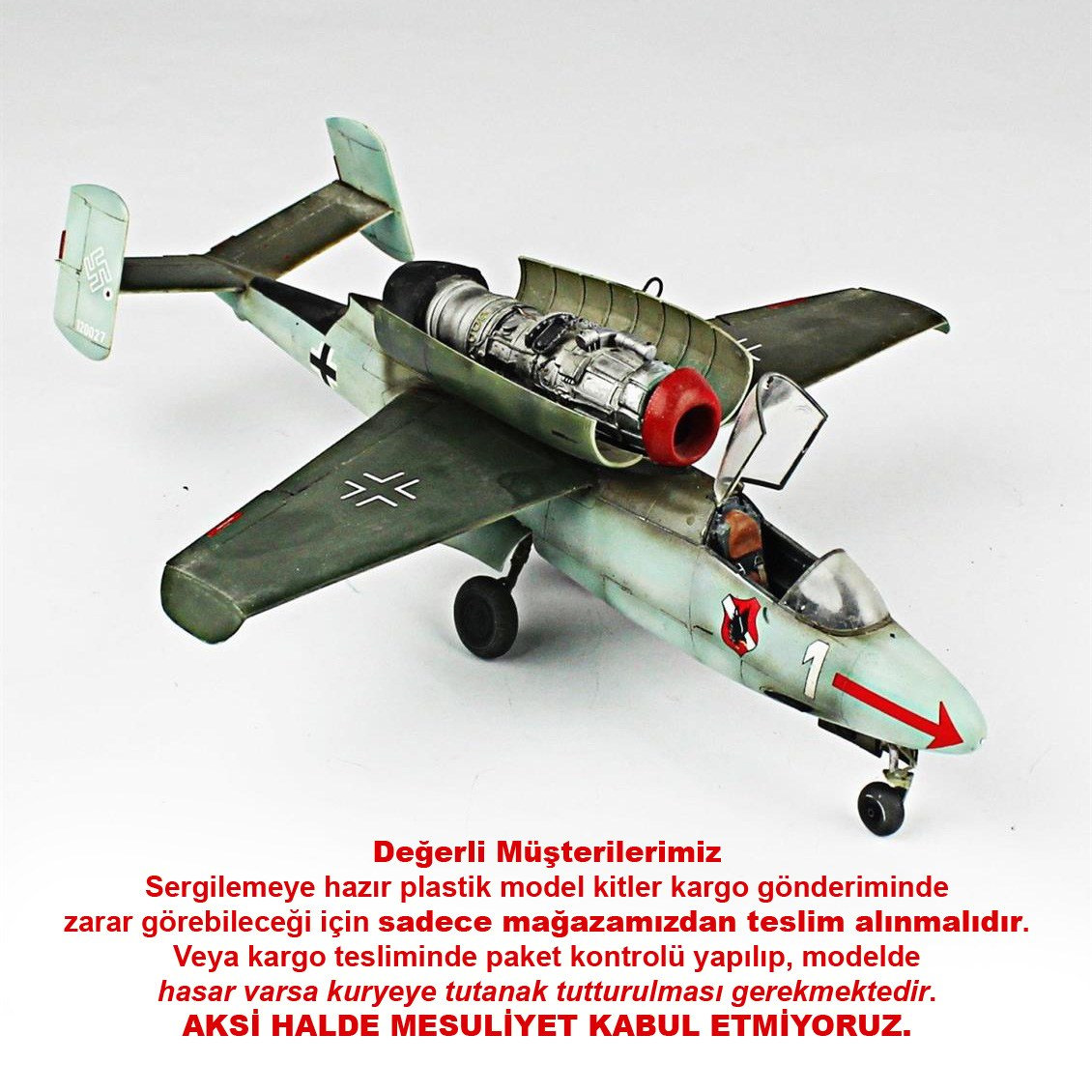 QD149 1/48 HE-162 Sergilemeye Hazır Plastik Uçak Modeli