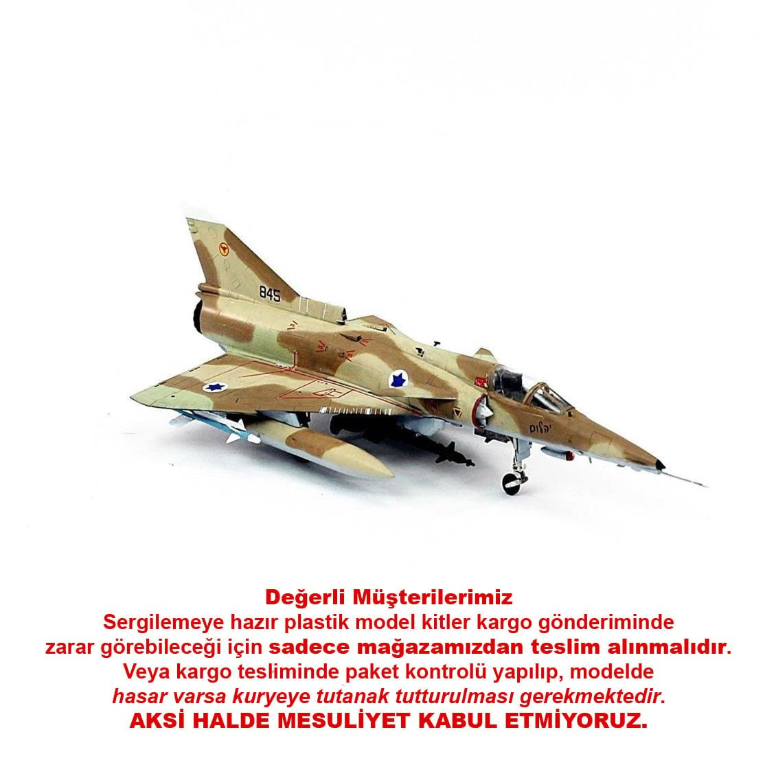 QD160 1/72 Kfir C2/C7 Sergilemeye Hazır Plastik Uçak Modeli