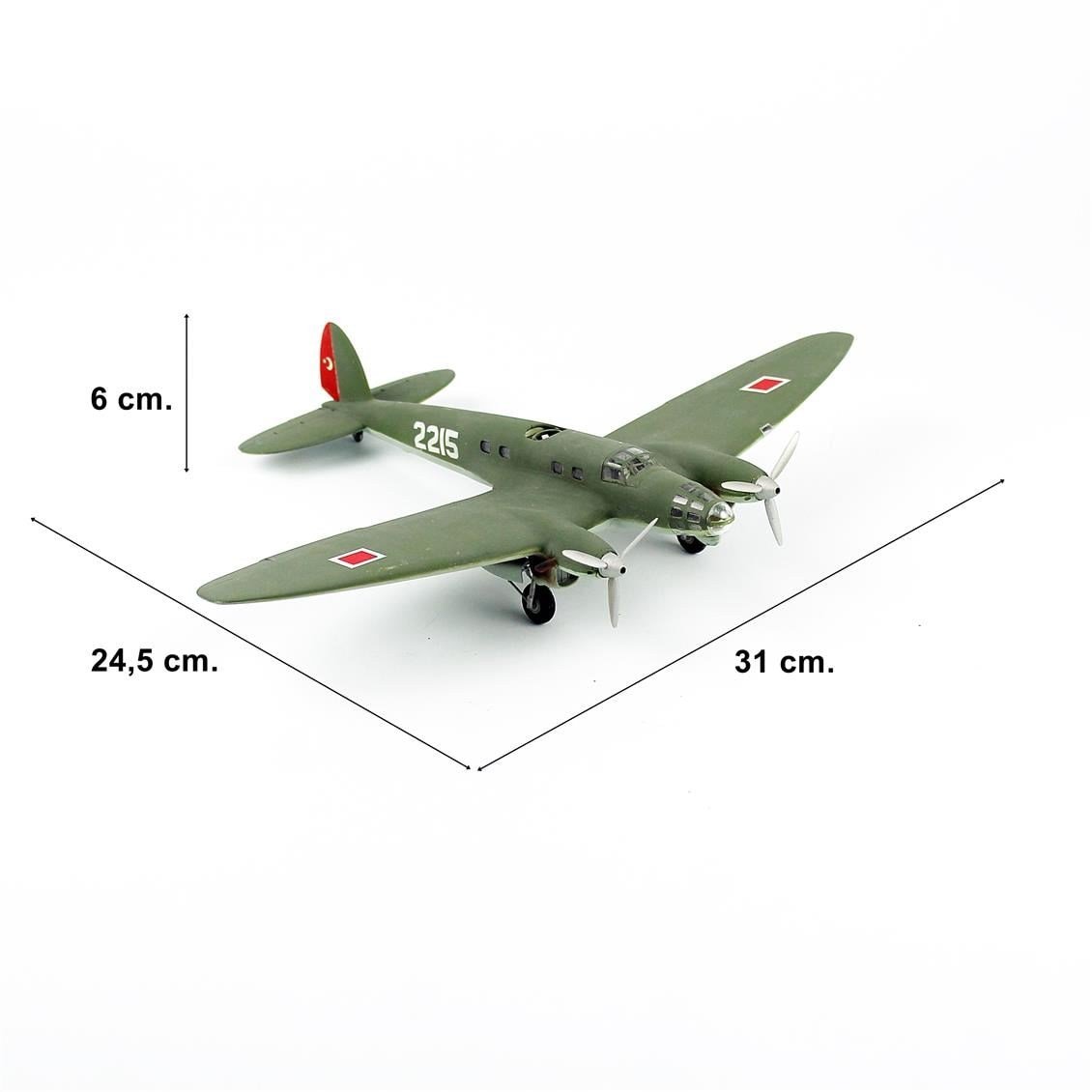 QD187 1/72 Ölçek, HE-111 E, Türk Hv. Kuv., Sergilemeye Hazır Savaşl Uçağı Modeli