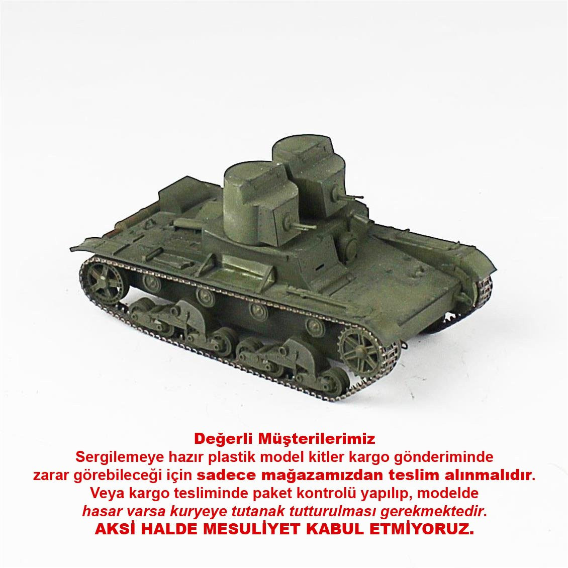 QD239 1/35 T-26 Hafif Tank, Hobbyboss, Sergilemeye Hazır Plastik Tank Modeli