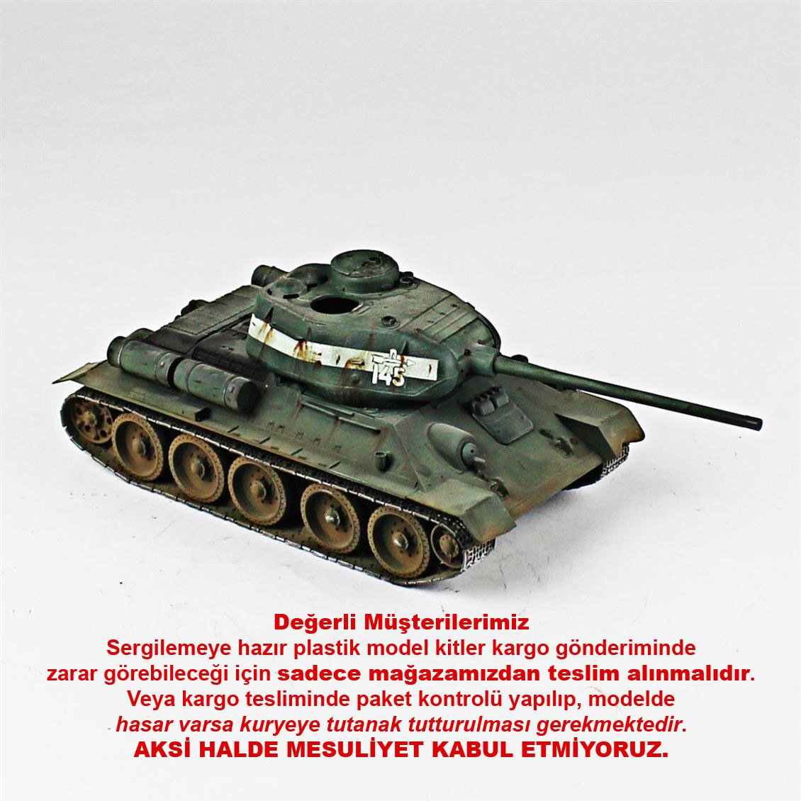 QD244 1/35 T-34/85, Tamiya, Sergilemeye Hazır Plastik Tank Modeli