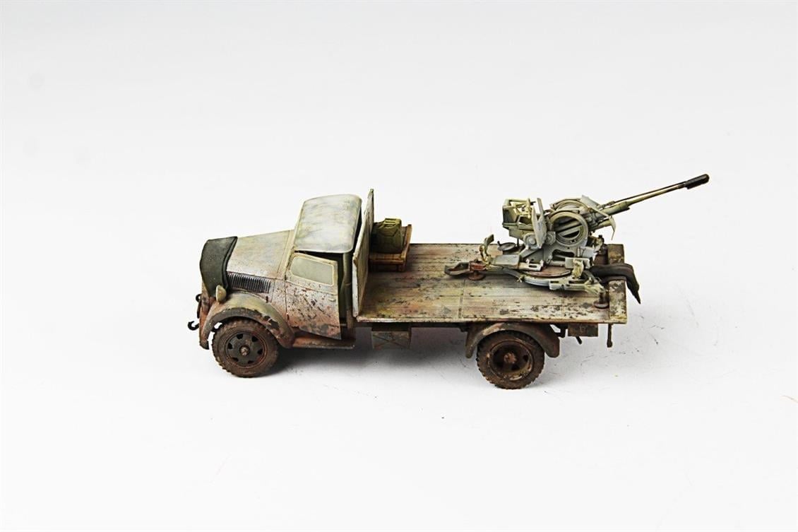 QD253 1/35 Opel Blitz + 37 Flak, Tamiya, Sergilemeye Hazır Plastik Tank Modeli