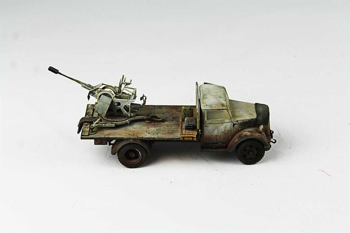 QD253 1/35 Opel Blitz + 37 Flak, Tamiya, Sergilemeye Hazır Plastik Tank Modeli