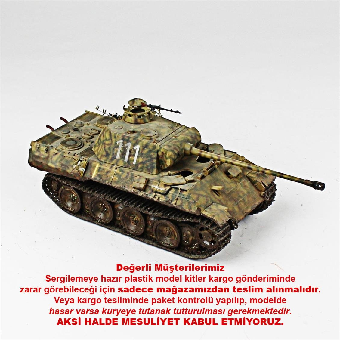 QD262 1/35 Zimmeritli Panther, Italeri, Sergilemeye Hazır Plastik Tank Modeli