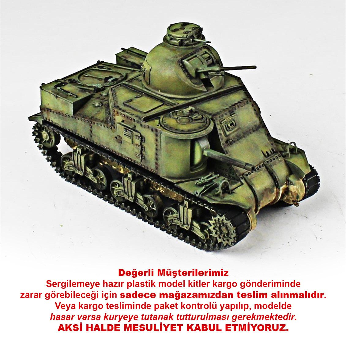 QD269 1/35 M3 Lee, Tamiya, Sergilemeye Hazır Plastik Tank Modeli