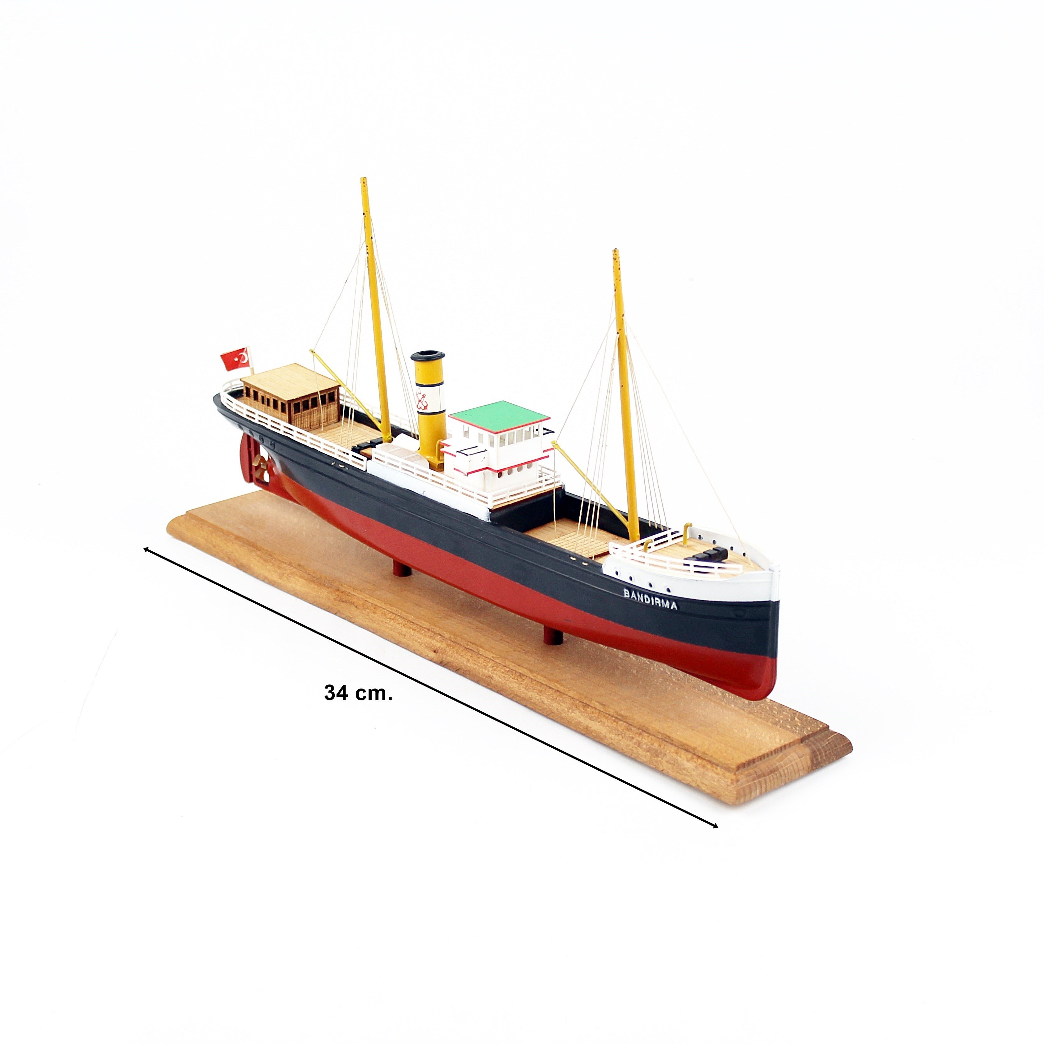 QD404 1/160 Ölçek, 34 cm. BANDIRMA Gemisi, Sergilemeye Hazır, Plastik Gemi Modeli
