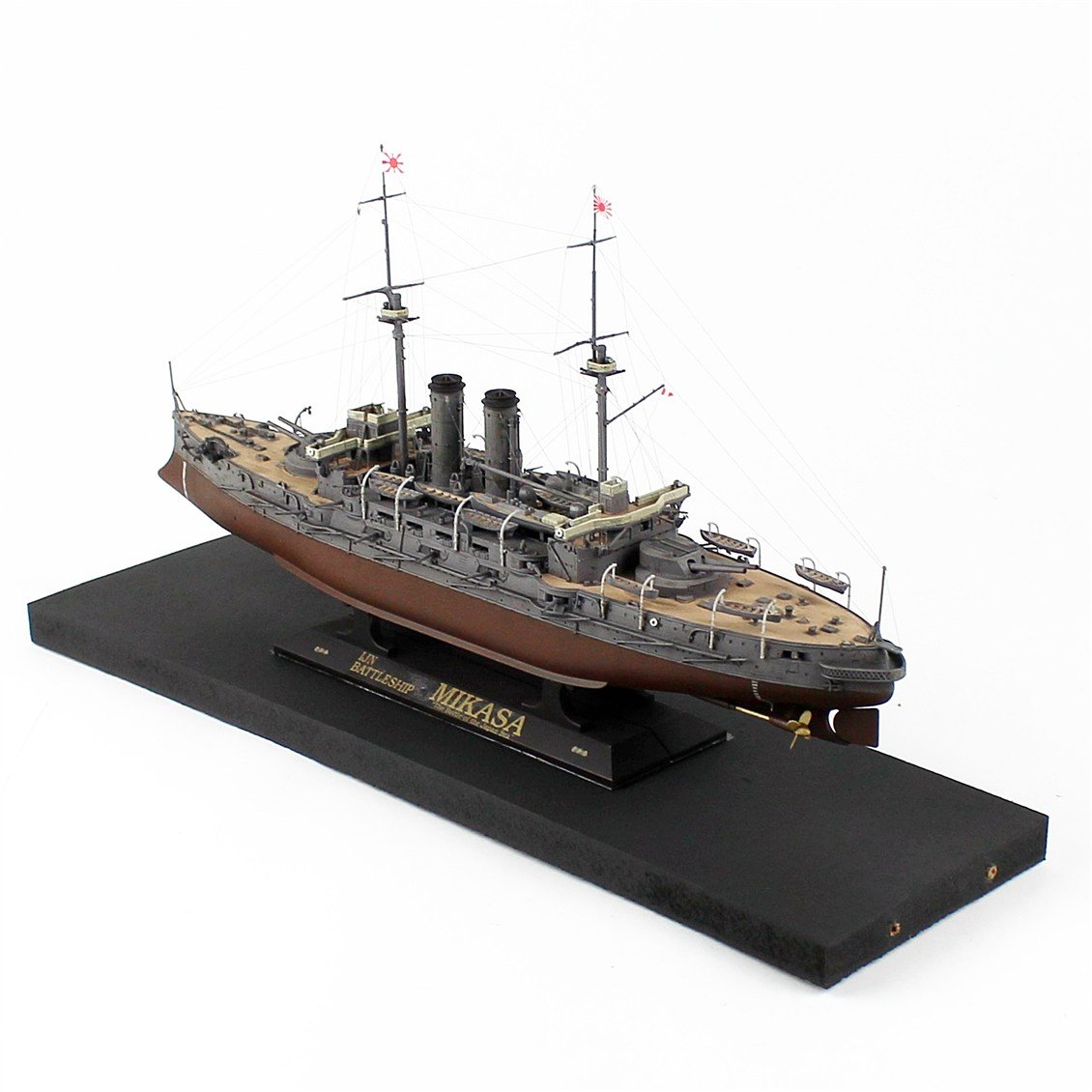 QD406 1/350 Ölçek, IJN Mikasa 1904 Japon Savaş Gemisi, Camekanlı, Sergilemeye Hazır, Plastik Gemi Modeli