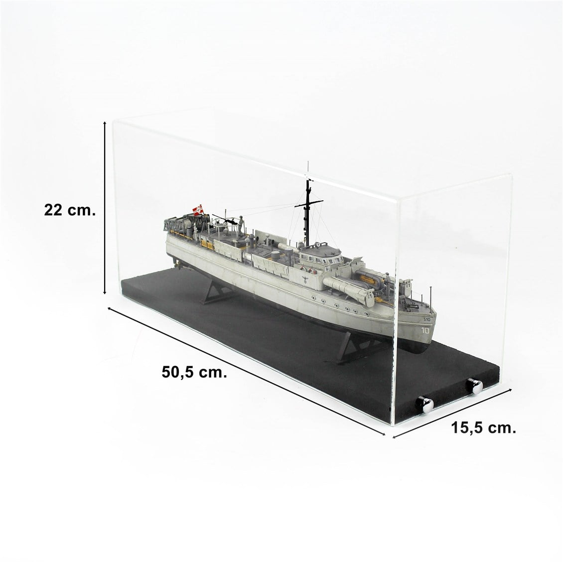 QD407 1/72 Ölçek, German S-Boat, 1939-45 Alman Torpido Botu, Camekanlı, Sergilemeye Hazır, Plastik Gemi Modeli