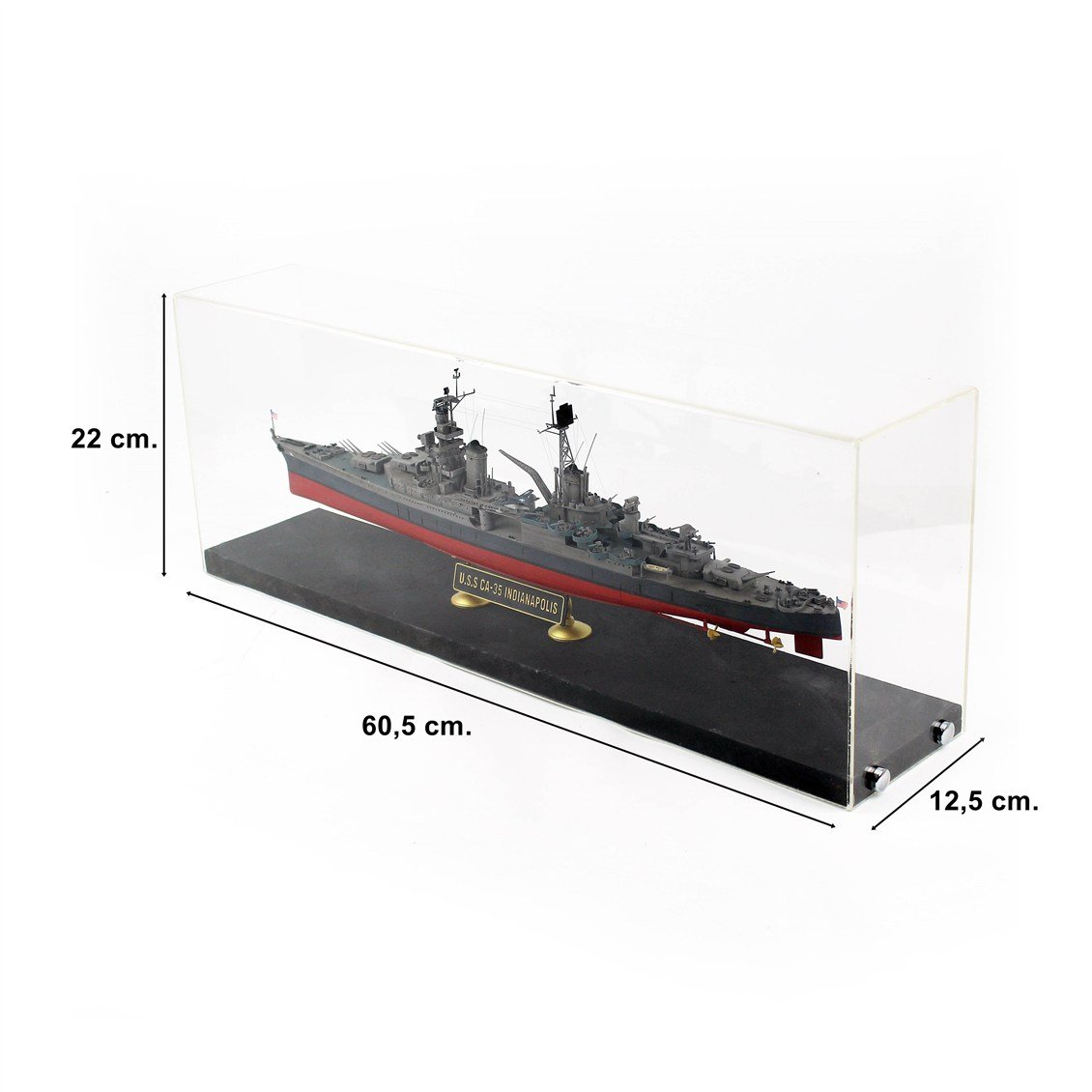 QD408 1/350 Ölçek, USS Indianapolis Savaş Kruvazörü, Camekanlı, Sergilemeye Hazır, Plastik Gemi Modeli