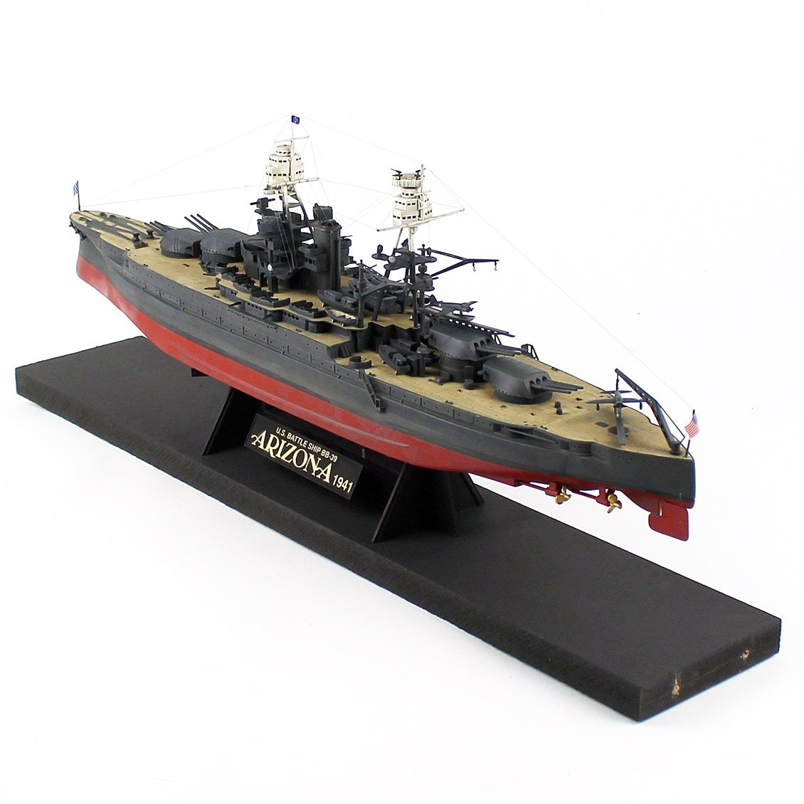 QD409 1/350 Ölçek, USS Arizona Savaş Gemisi, Camekanlı, Sergilemeye Hazır, Plastik Gemi Modeli