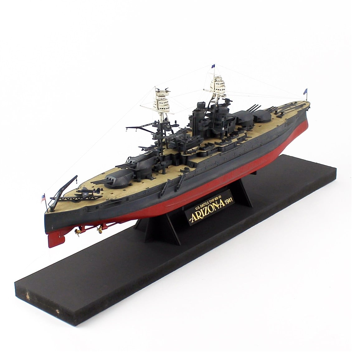 QD409 1/350 Ölçek, USS Arizona Savaş Gemisi, Camekanlı, Sergilemeye Hazır, Plastik Gemi Modeli