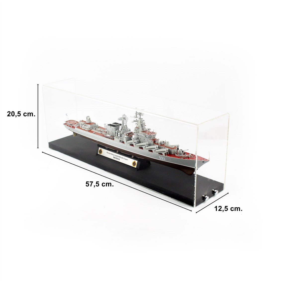 QD410 1/350 Ölçek, Moskva Rus Güdümlü Füze Kruvazörü, Camekanlı, Sergilemeye Hazır, Plastik Gemi Modeli