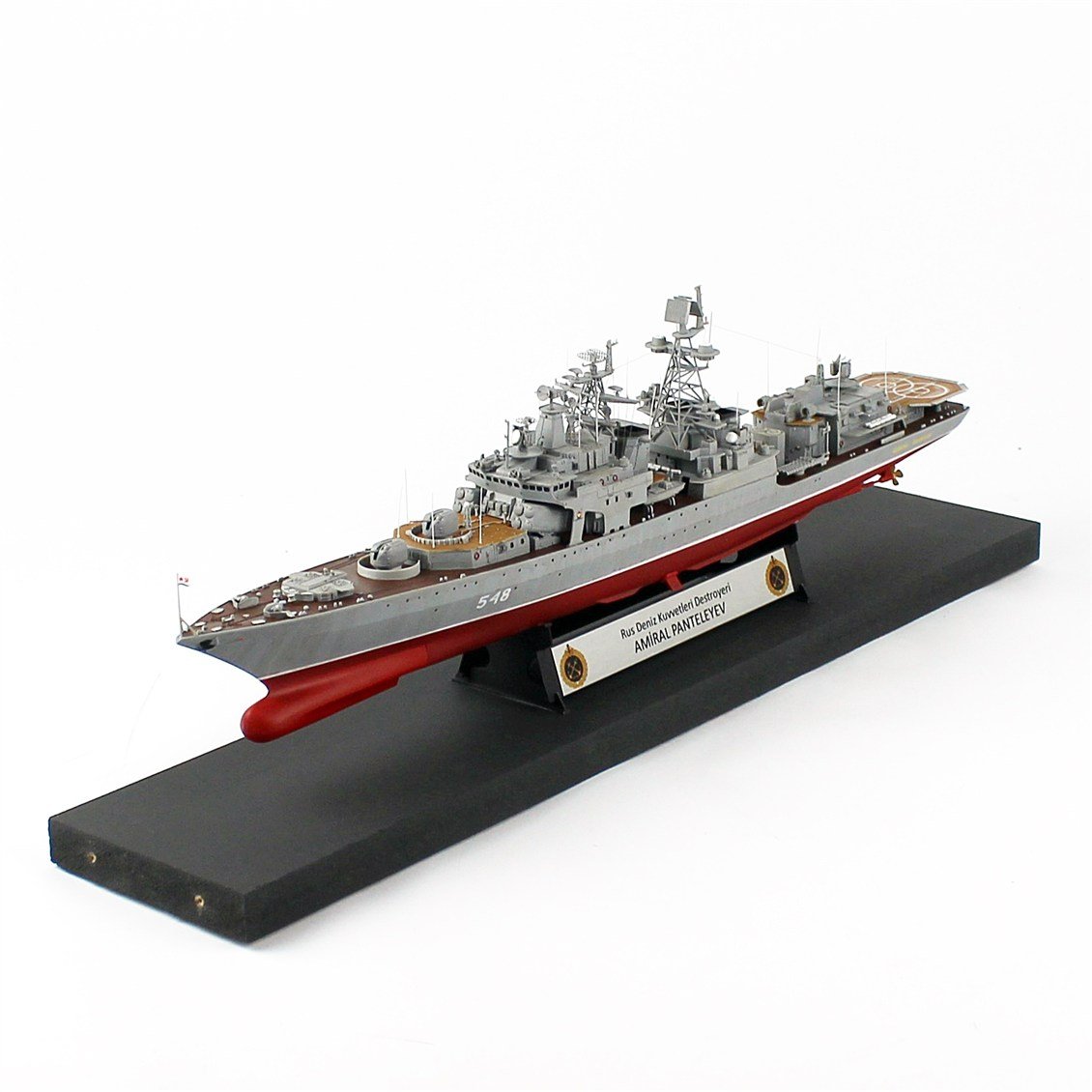 QD411 1/350 Ölçek, Admiral Panteleyev Rus Deniz Kuvvetleri Kruvazörü, Camekanlı, Sergilemeye Hazır, Plastik Gemi Modeli