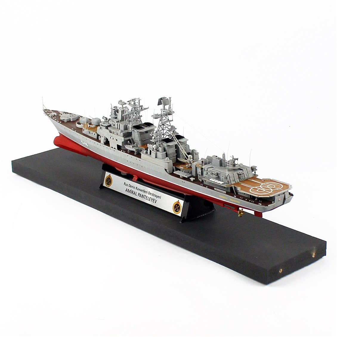 QD411 1/350 Ölçek, Admiral Panteleyev Rus Deniz Kuvvetleri Kruvazörü, Camekanlı, Sergilemeye Hazır, Plastik Gemi Modeli