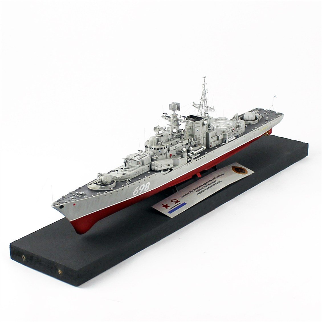 QD412 1/350 Ölçek, Project 956 Sarych, Rus Uçaksavar ve Füze Kruvazörü,  Camekanlı, Sergilemeye Hazır, Plastik Gemi Modeli