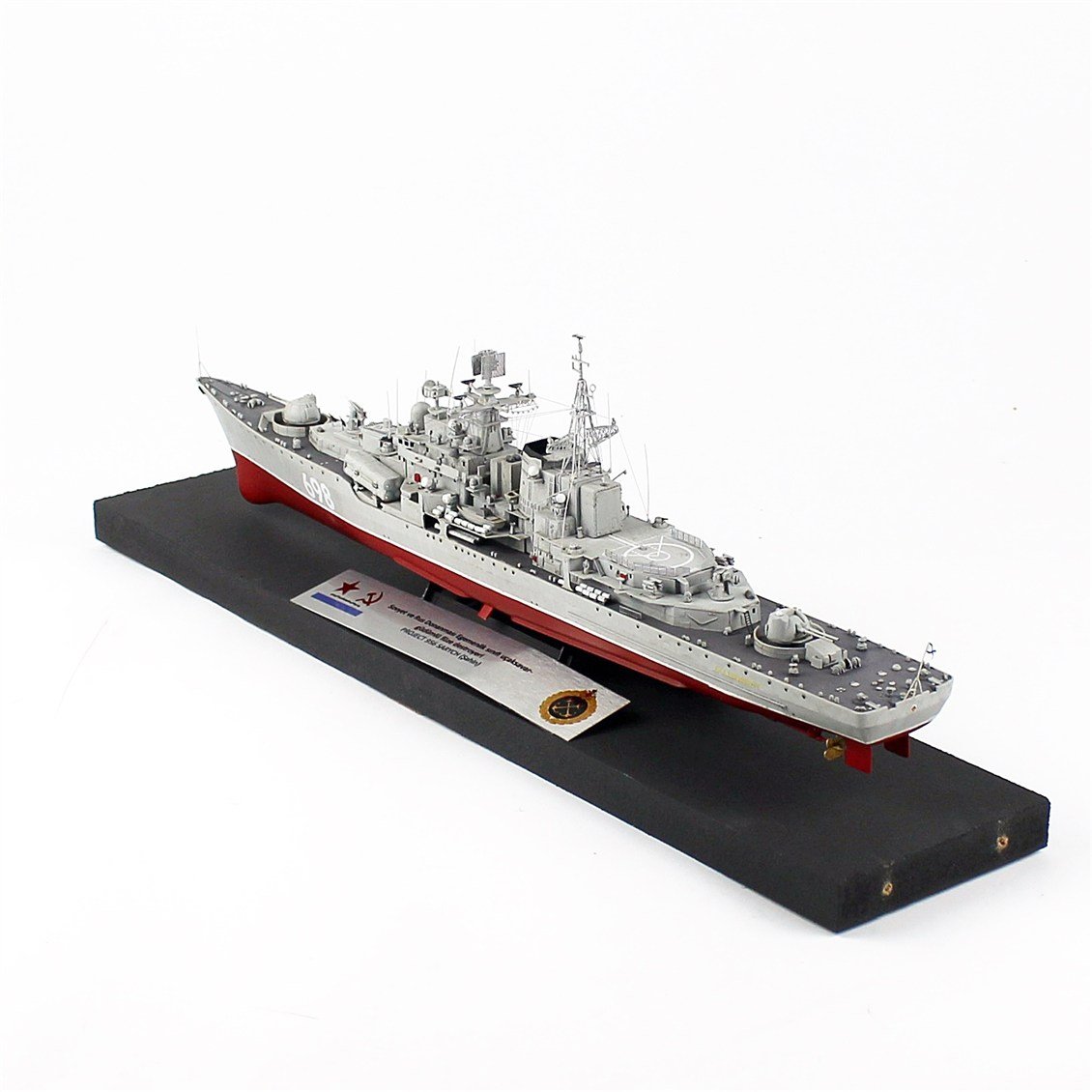 QD412 1/350 Ölçek, Project 956 Sarych, Rus Uçaksavar ve Füze Kruvazörü,  Camekanlı, Sergilemeye Hazır, Plastik Gemi Modeli