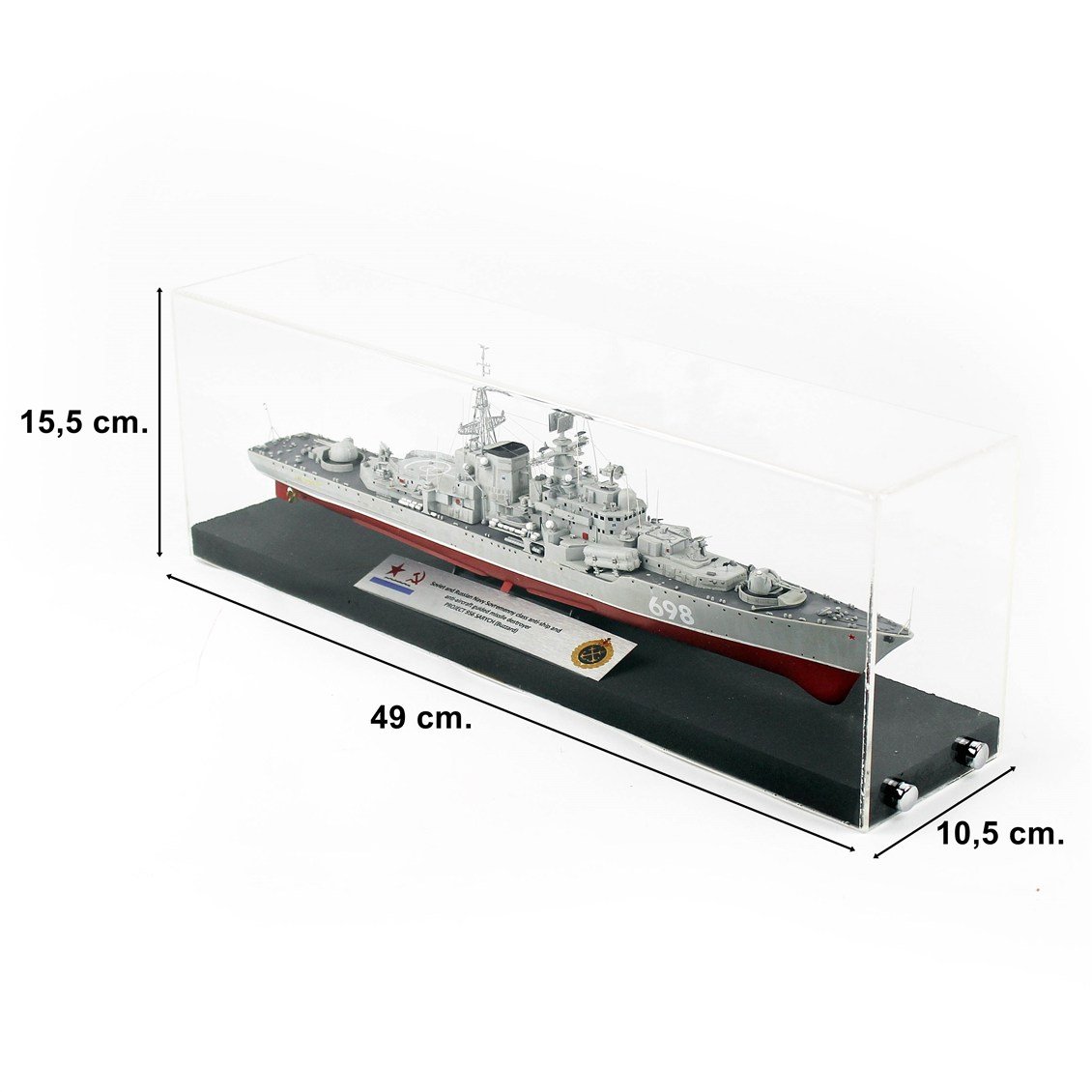 QD412 1/350 Ölçek, Project 956 Sarych, Rus Uçaksavar ve Füze Kruvazörü,  Camekanlı, Sergilemeye Hazır, Plastik Gemi Modeli