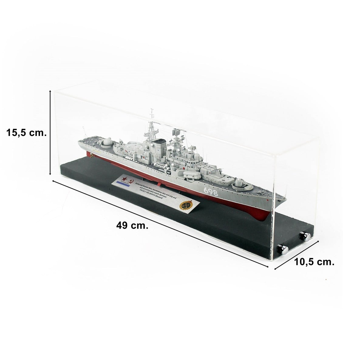 QD412 1/350 Ölçek, Project 956 Sarych, Rus Uçaksavar ve Füze Kruvazörü,  Camekanlı, Sergilemeye Hazır, Plastik Gemi Modeli