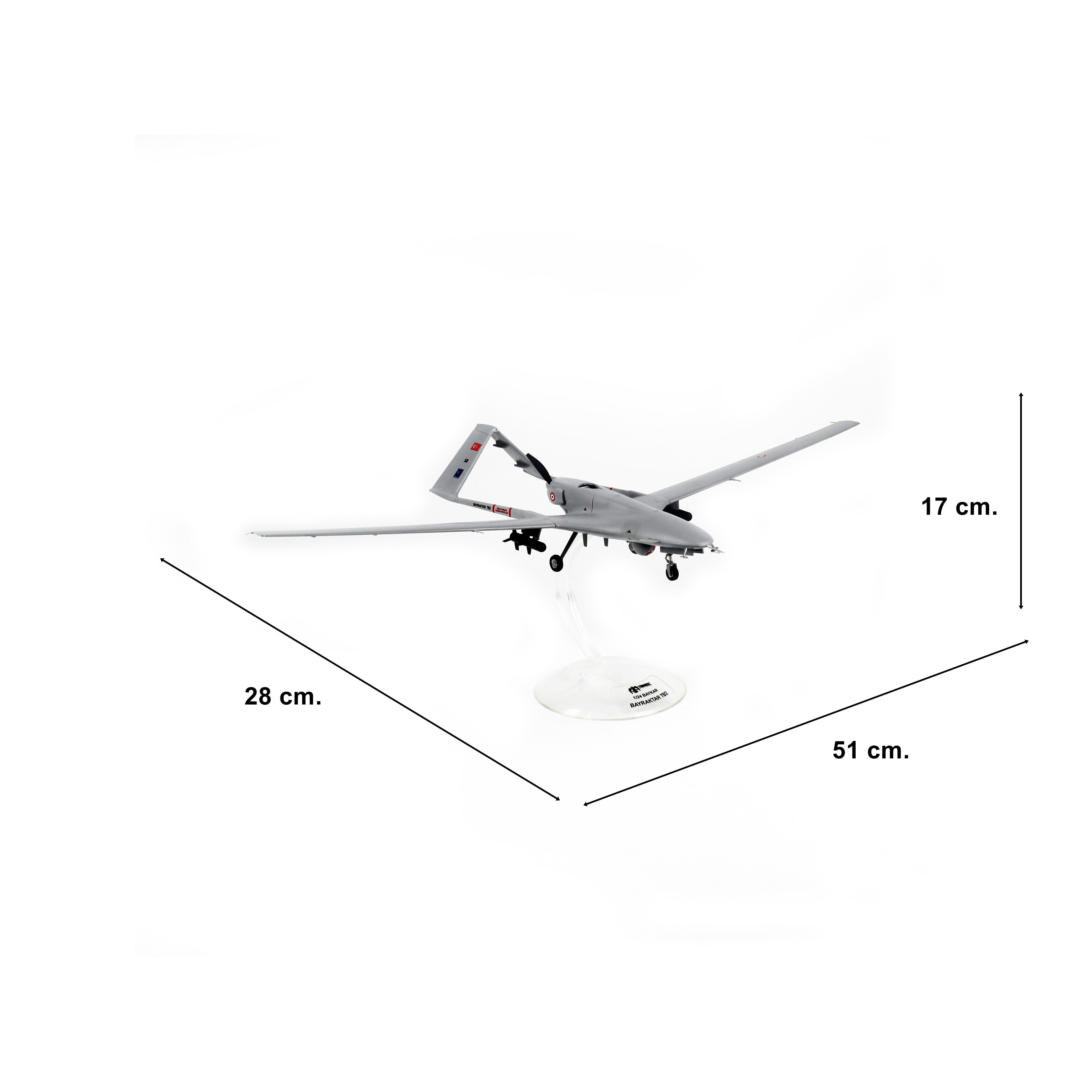 QD603 1/24 Ölçek, Bayraktar TB-2,Sergilemeye Hazır Model Uçak