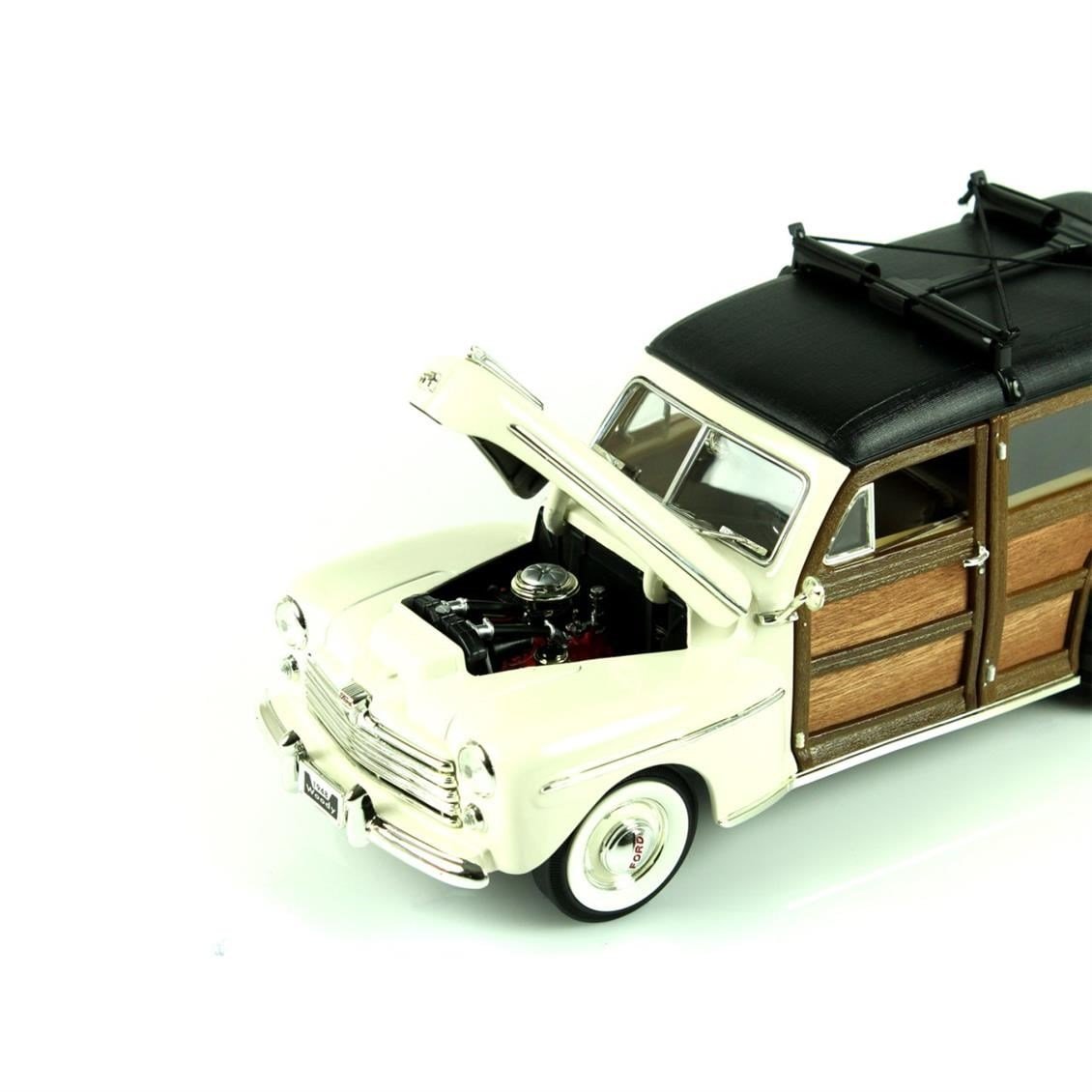 Road Signature 20028 1/18 Ölçek, 1948 Ford Woody, Cream, Sergilemeye Hazır Metal Araba Modeli