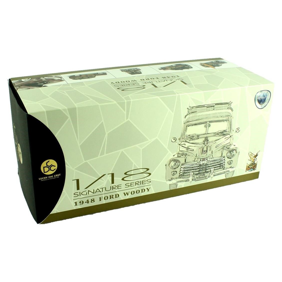 Road Signature 20028 1/18 Ölçek, 1948 Ford Woody, Cream, Sergilemeye Hazır Metal Araba Modeli