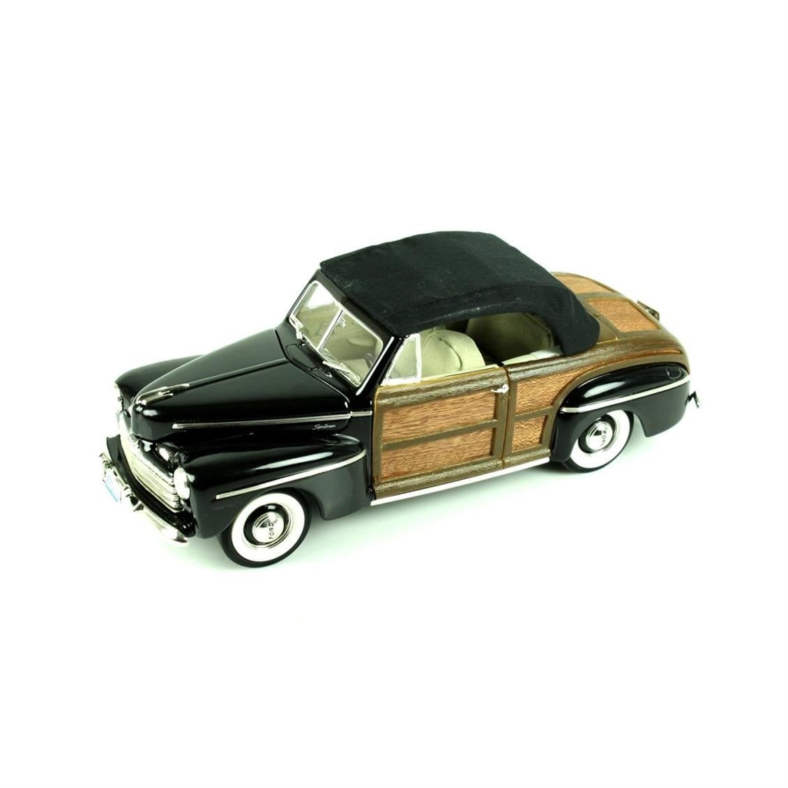 Road Signature 20048 1/18 Ölçek, 1946 Ford Sportsman (Wood Frame), Black, Sergilemeye Hazır Metal Araba Modeli