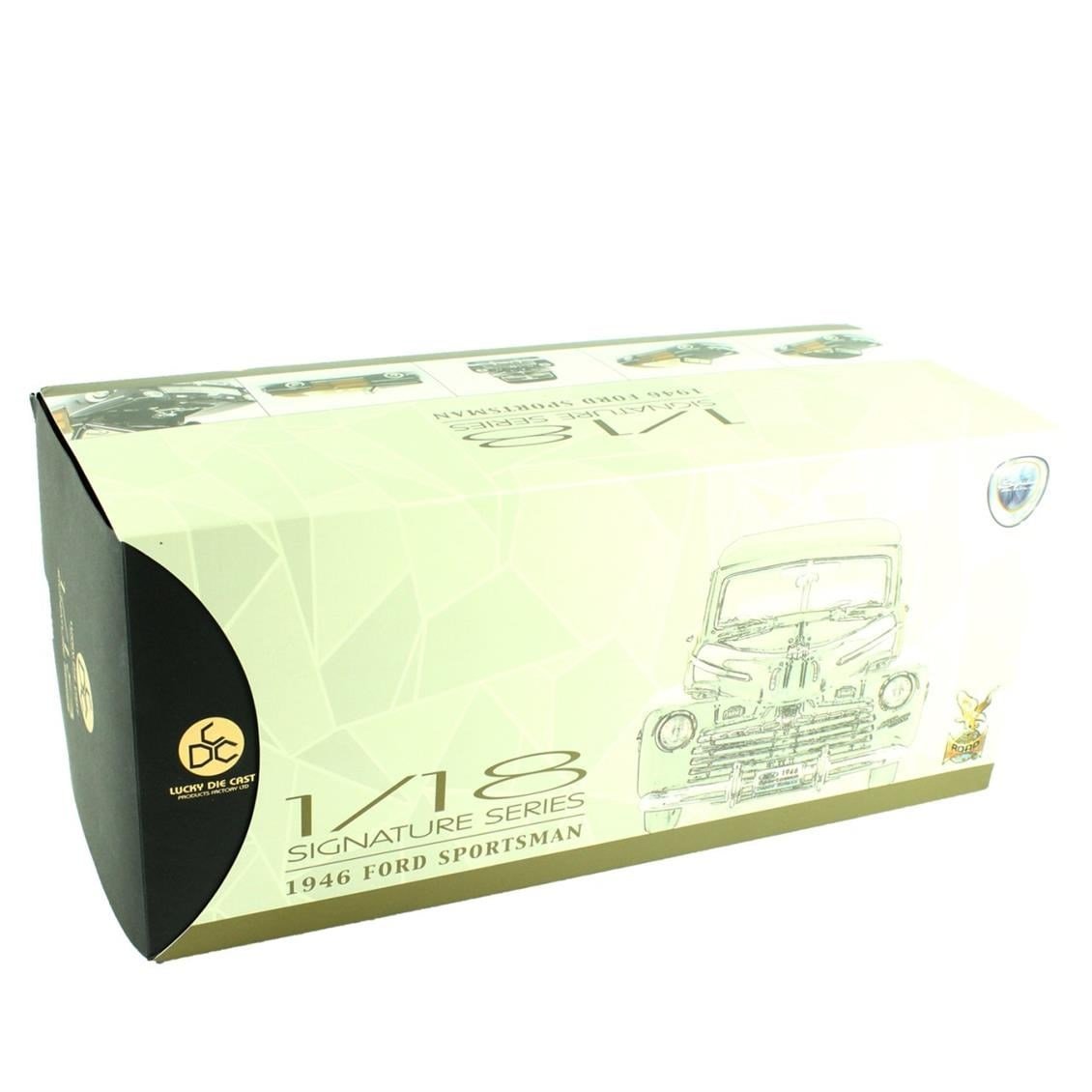 Road Signature 20048 1/18 Ölçek, 1946 Ford Sportsman (Wood Frame), Black, Sergilemeye Hazır Metal Araba Modeli