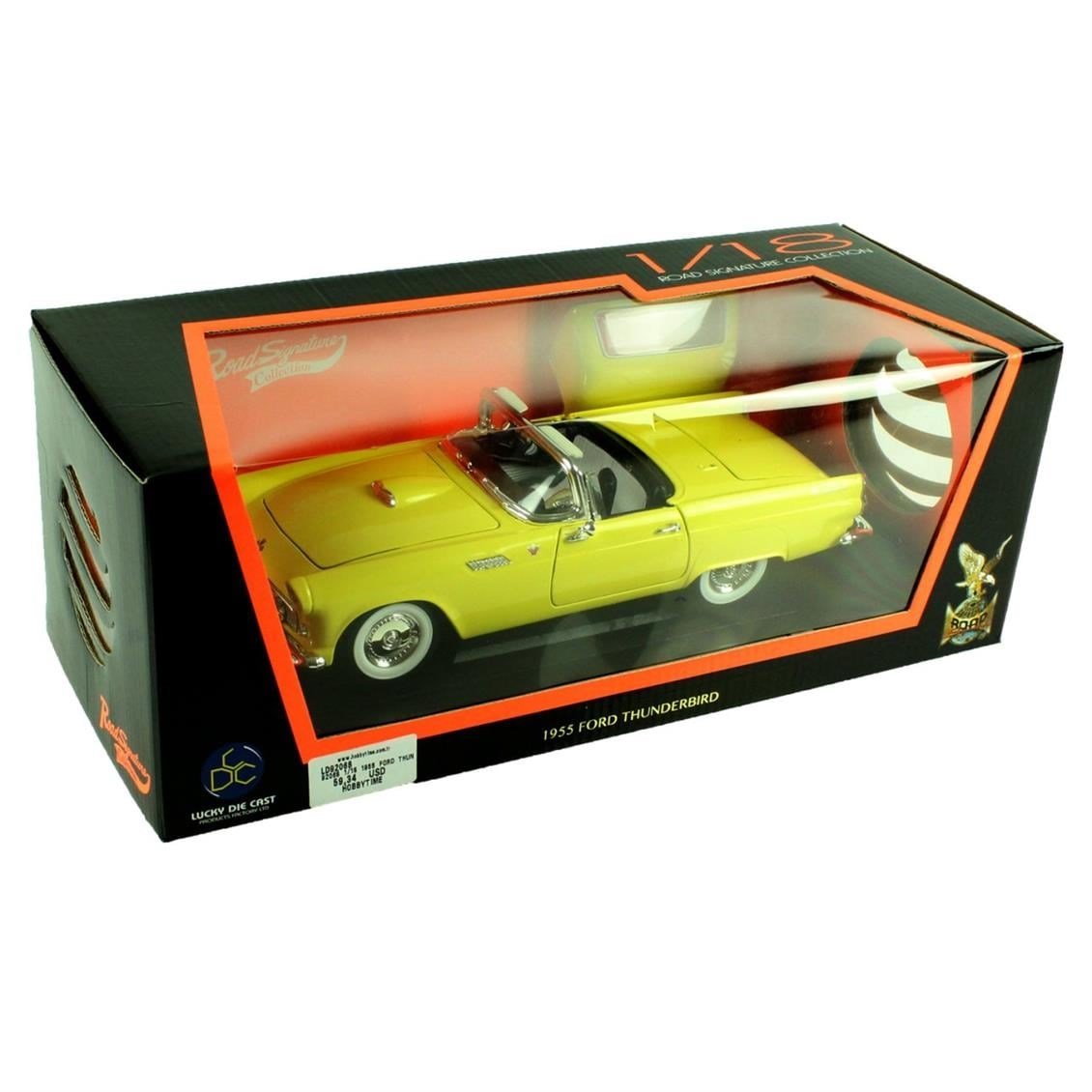 Road Signature 92068 1/18 Ölçek, 1955 Ford Thunderbolt, Yellow, Sergilemeye Hazır Metal Araba Modeli