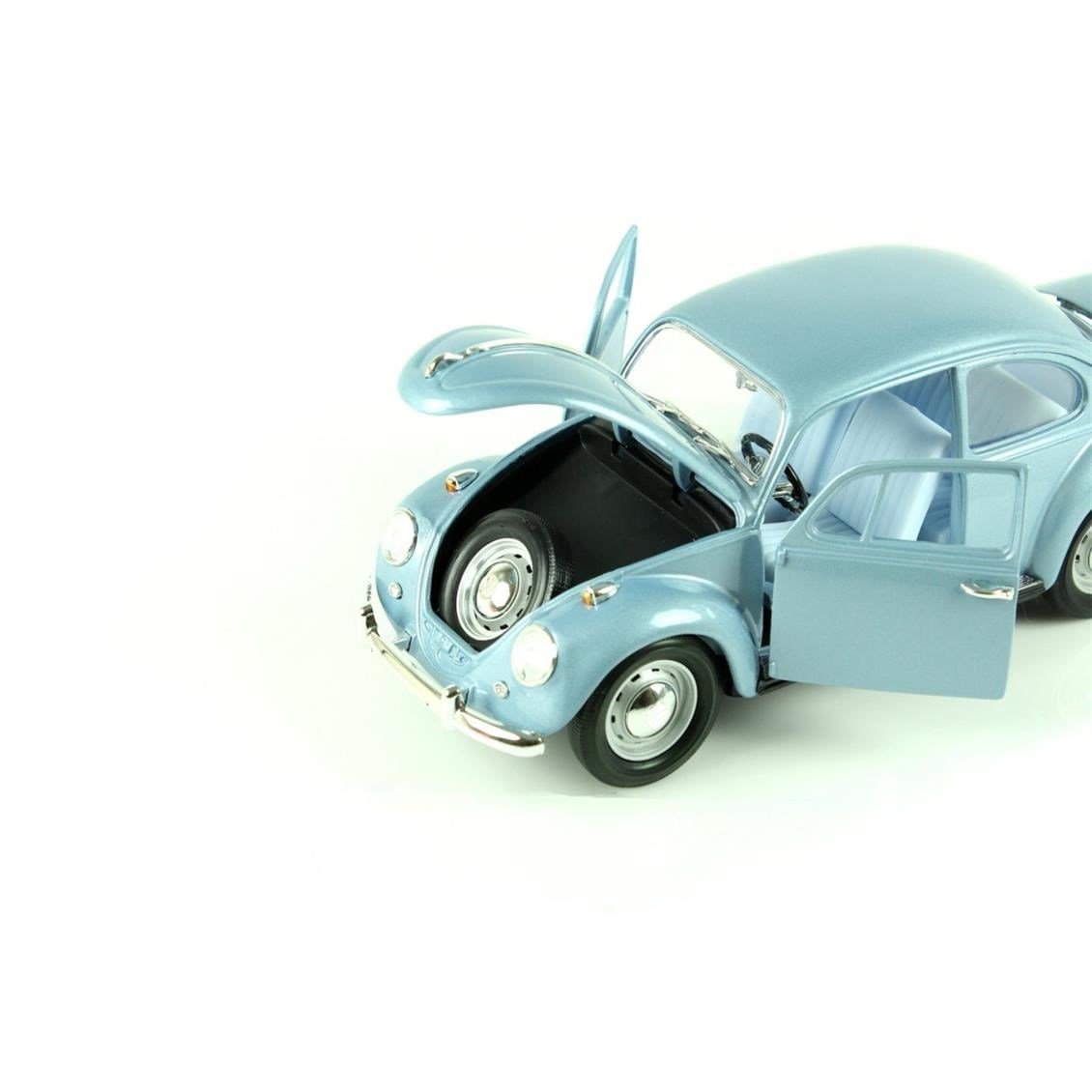Road Signature 92078 1/18 Ölçek, 1967 Volkwagen Beetle, Metallic Blue, Sergilemeye Hazır Metal Araba Modeli