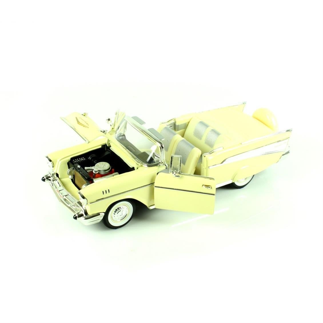 Road Signature 92108 1/18 Ölçek, 1957 Chevrolet Belair, Cream, Sergilemeye Hazır Metal Araba Modeli