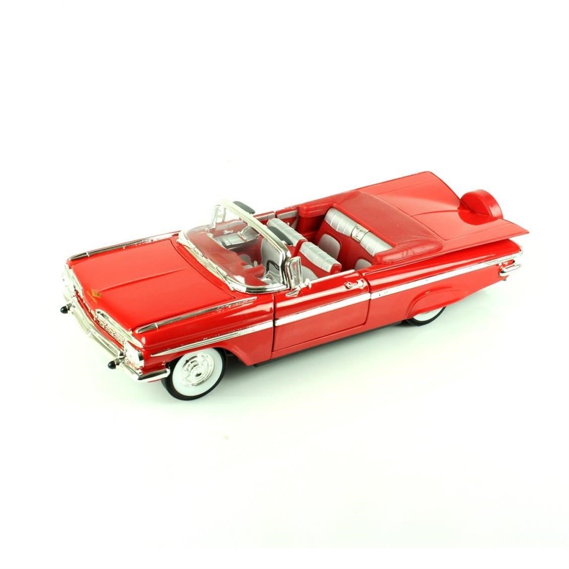 Road Signature 92118 1/18 Ölçek, 1959 Chevrolet İmpala, Red, Sergilemeye Hazır Metal Araba Modeli