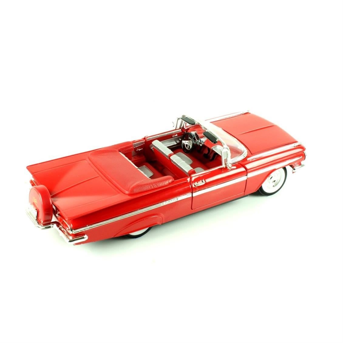Road Signature 92118 1/18 Ölçek, 1959 Chevrolet İmpala, Red, Sergilemeye Hazır Metal Araba Modeli