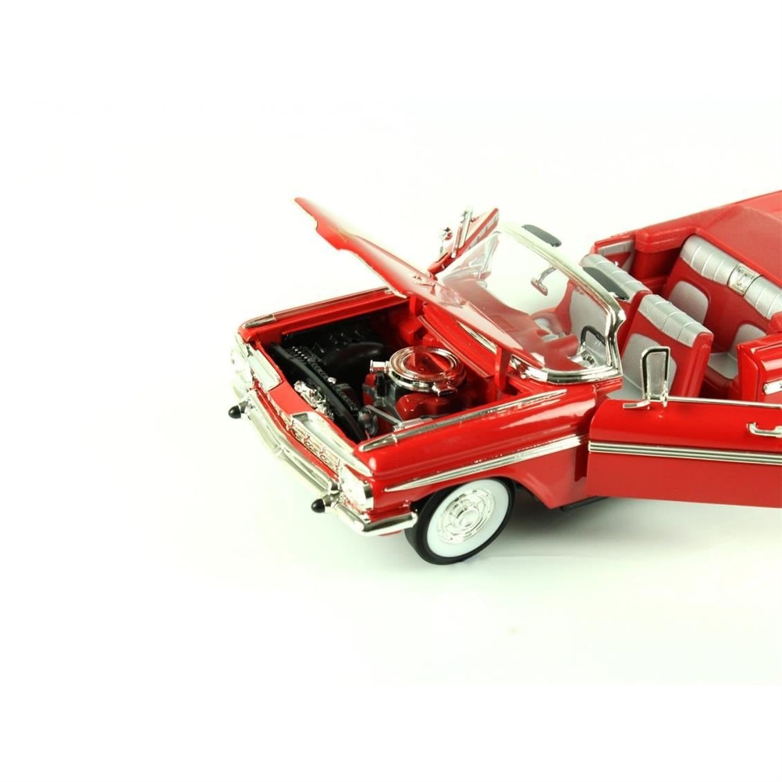Road Signature 92118 1/18 Ölçek, 1959 Chevrolet İmpala, Red, Sergilemeye Hazır Metal Araba Modeli