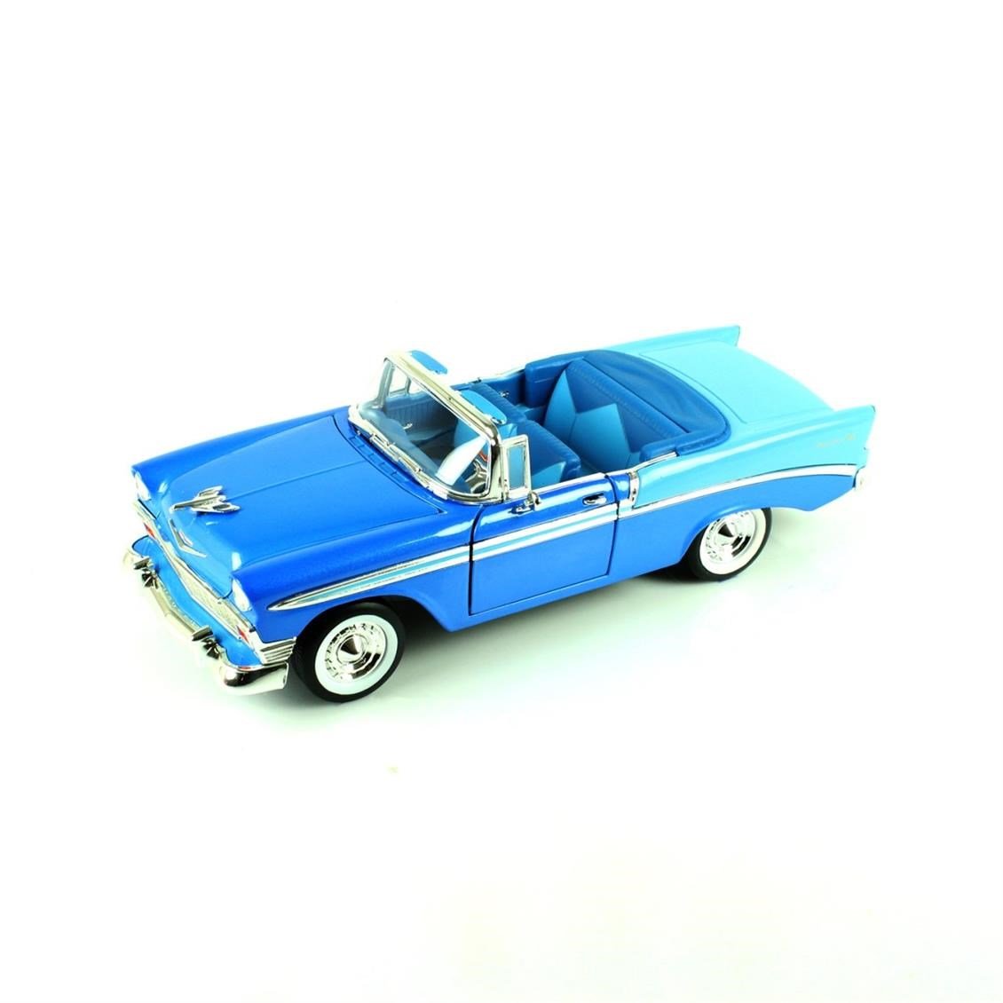 Road Signature 92128 1/18 Ölçek, 1956 Chevrolet Belair, Blue, Sergilemeye Hazır Metal Araba Modeli