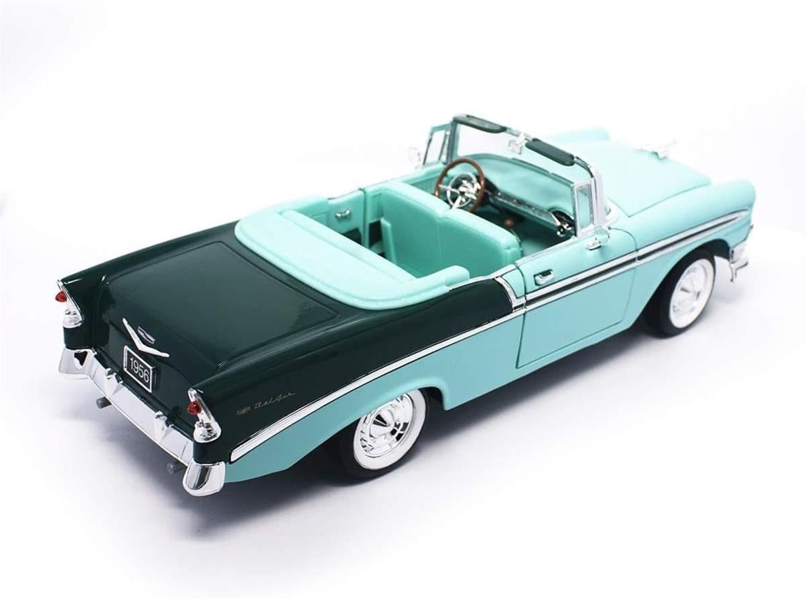 Road Signature 92128 1/18 Ölçek, 1956 Chevrolet Belair, Green, Sergilemeye Hazır Metal Araba Modeli