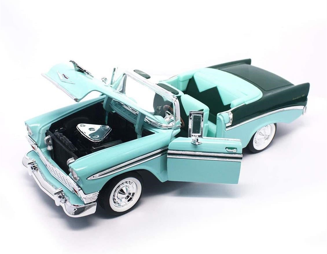Road Signature 92128 1/18 Ölçek, 1956 Chevrolet Belair, Green, Sergilemeye Hazır Metal Araba Modeli