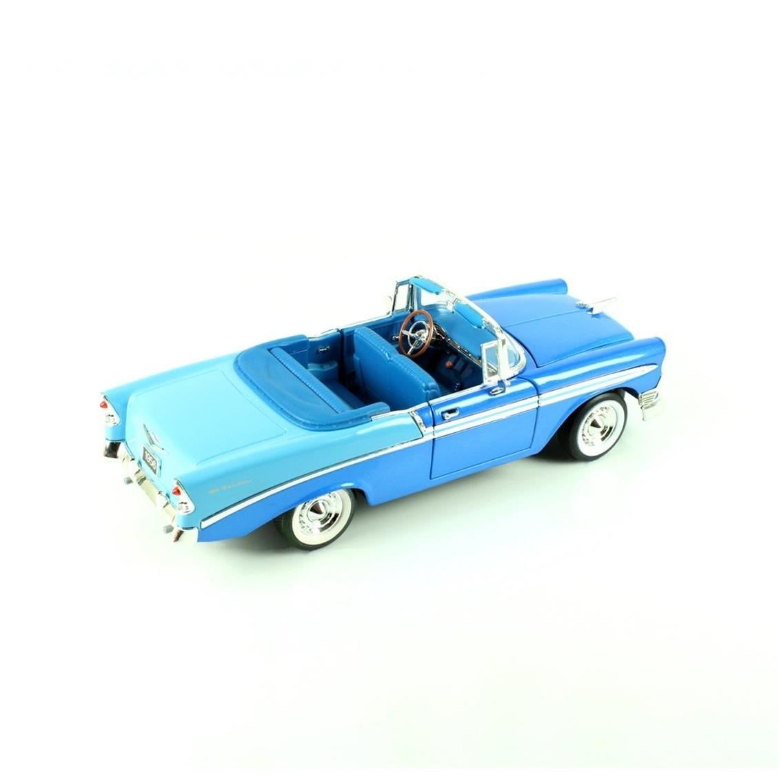 Road Signature 92128 1/18 Ölçek, 1956 Chevrolet Belair, Blue, Sergilemeye Hazır Metal Araba Modeli