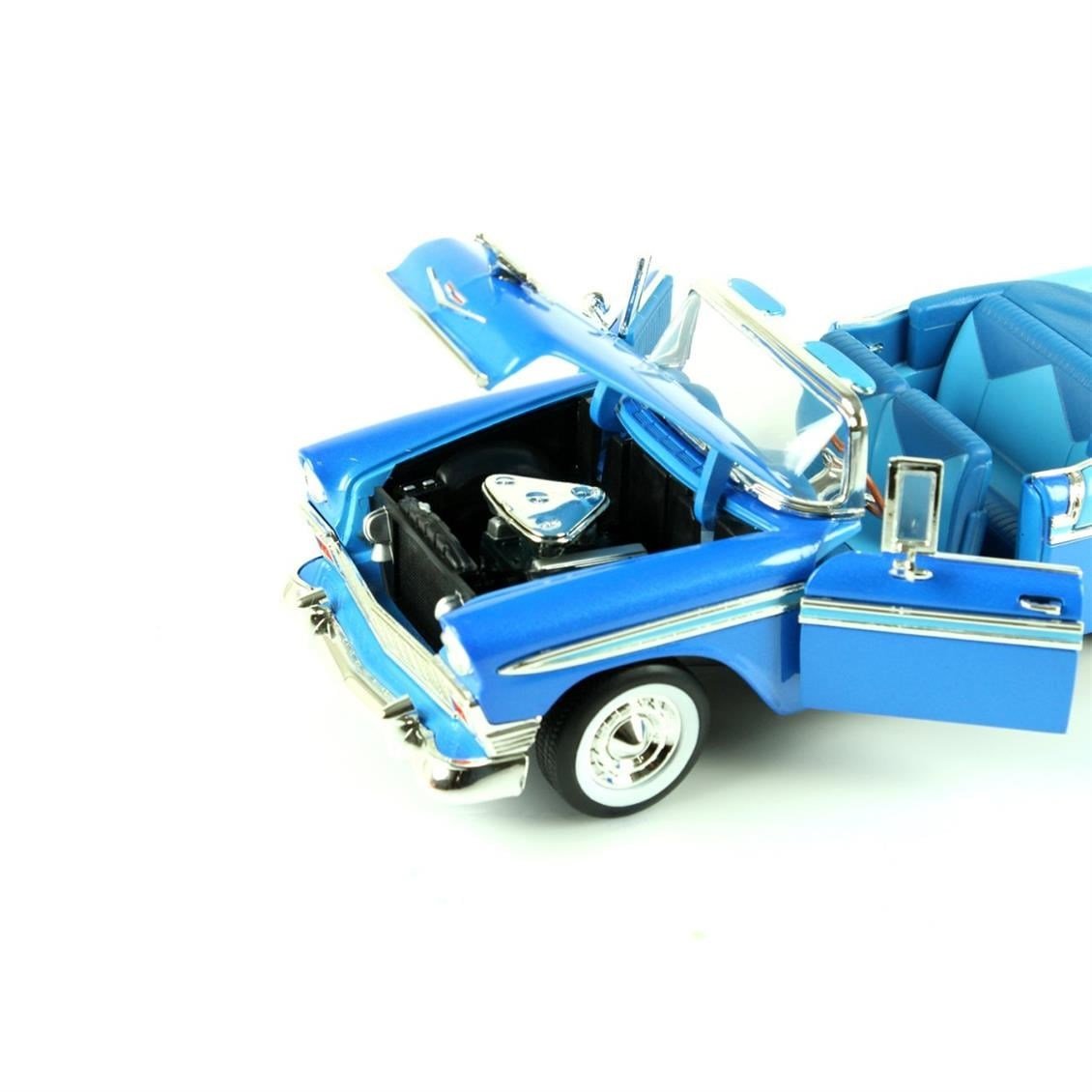 Road Signature 92128 1/18 Ölçek, 1956 Chevrolet Belair, Blue, Sergilemeye Hazır Metal Araba Modeli