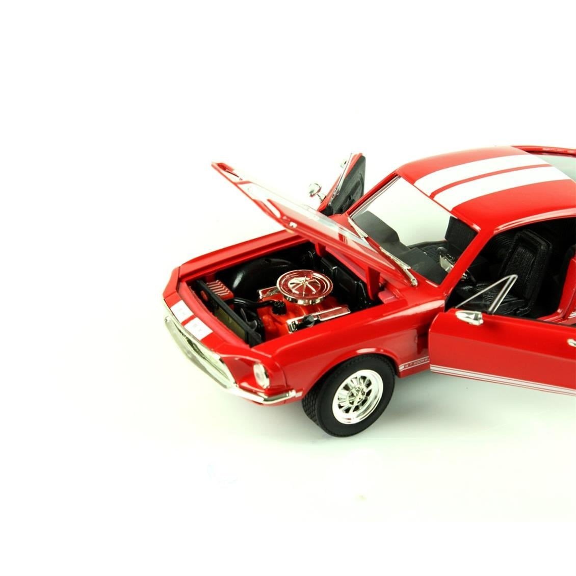 Road Signature 92168 1/18 Ölçek, 1968 Shelby GT500KR, Red, Sergilemeye Hazır Metal Araba Modeli