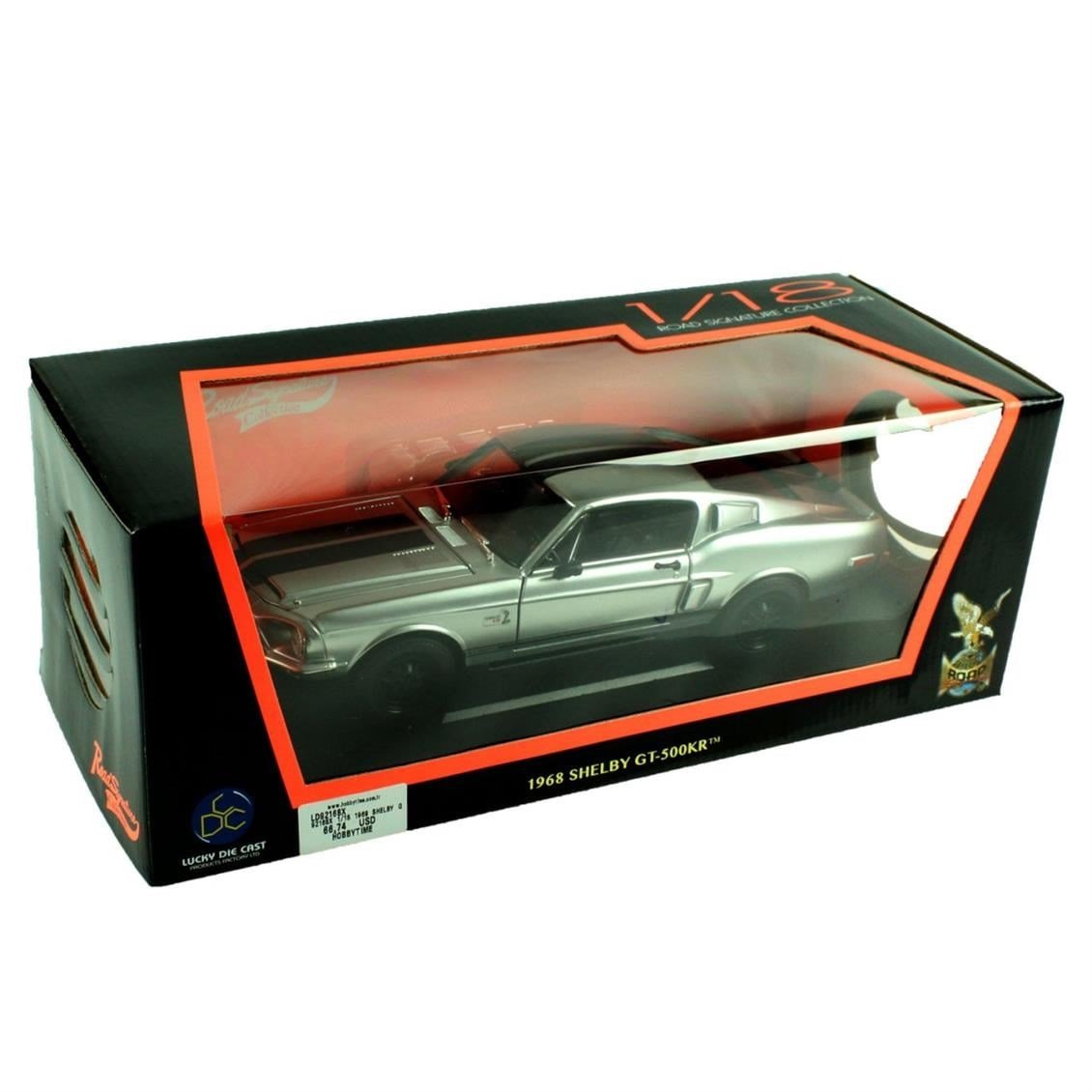 Road Signature 92168 1/18 Ölçek, 1969 Shelby GT500KR, Chrome, Sergilemeye Hazır Metal Araba Modeli