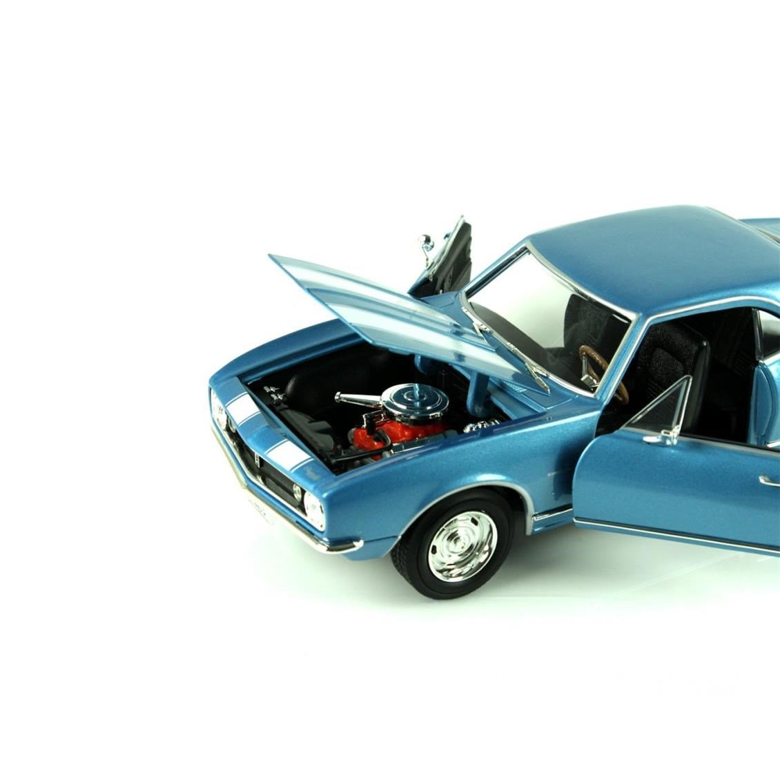 Road Signature 92188 1/18 Ölçek, 1968 Chevrolet Camaro Z 28, Metallic Blue, Sergilemeye Hazır Metal Araba Modeli