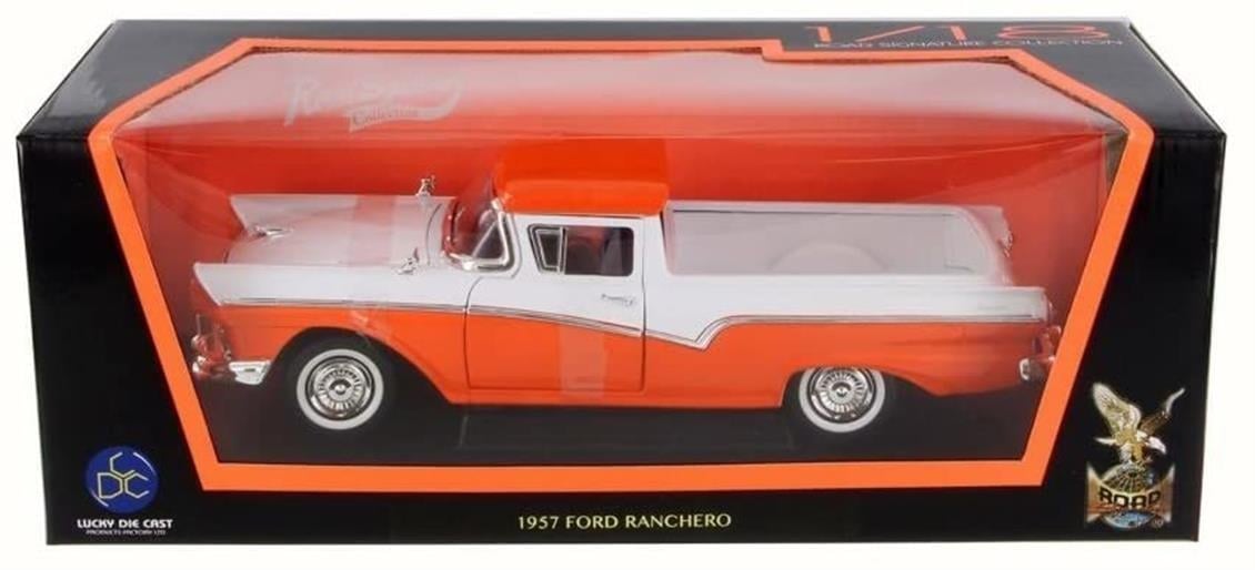 Road Signature 92208 1/18 Ölçek, 1957 Ford Ranchero, Orange, Sergilemeye Hazır Metal Araba Modeli