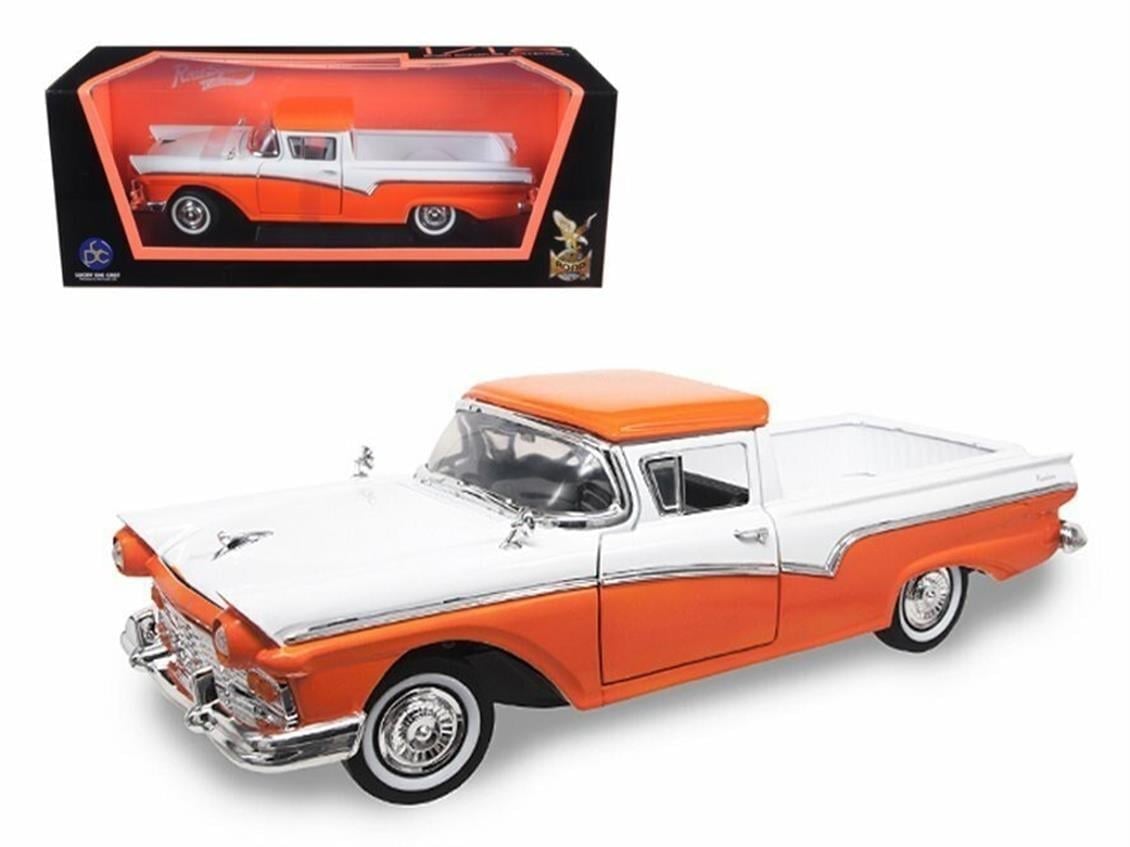 Road Signature 92208 1/18 Ölçek, 1957 Ford Ranchero, Orange, Sergilemeye Hazır Metal Araba Modeli