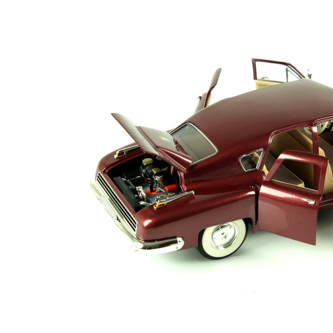 Road Signature 92268 1/18 Ölçek, 1948 Tucket Torpedo,Burgundy, Sergilemeye Hazır Metal Araba Modeli