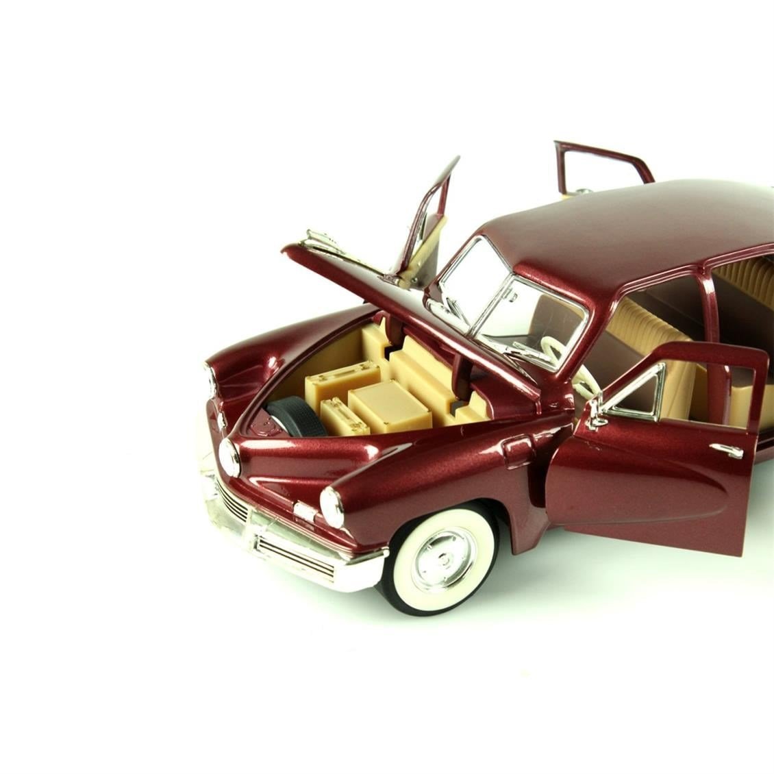 Road Signature 92268 1/18 Ölçek, 1948 Tucket Torpedo,Burgundy, Sergilemeye Hazır Metal Araba Modeli