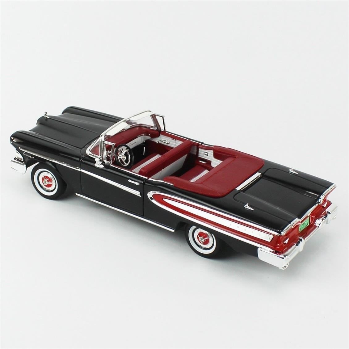 Road Signature 92298 1/18 Ölçek, 1958 Edsel Station Convertible, Black, Sergilemeye Hazır Metal Araba Modeli