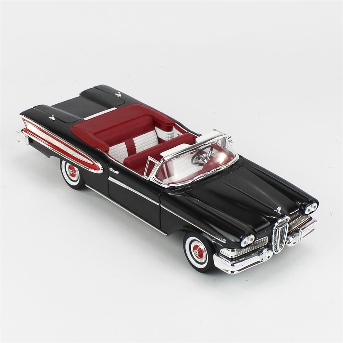 Road Signature 92298 1/18 Ölçek, 1958 Edsel Station Convertible, Black, Sergilemeye Hazır Metal Araba Modeli