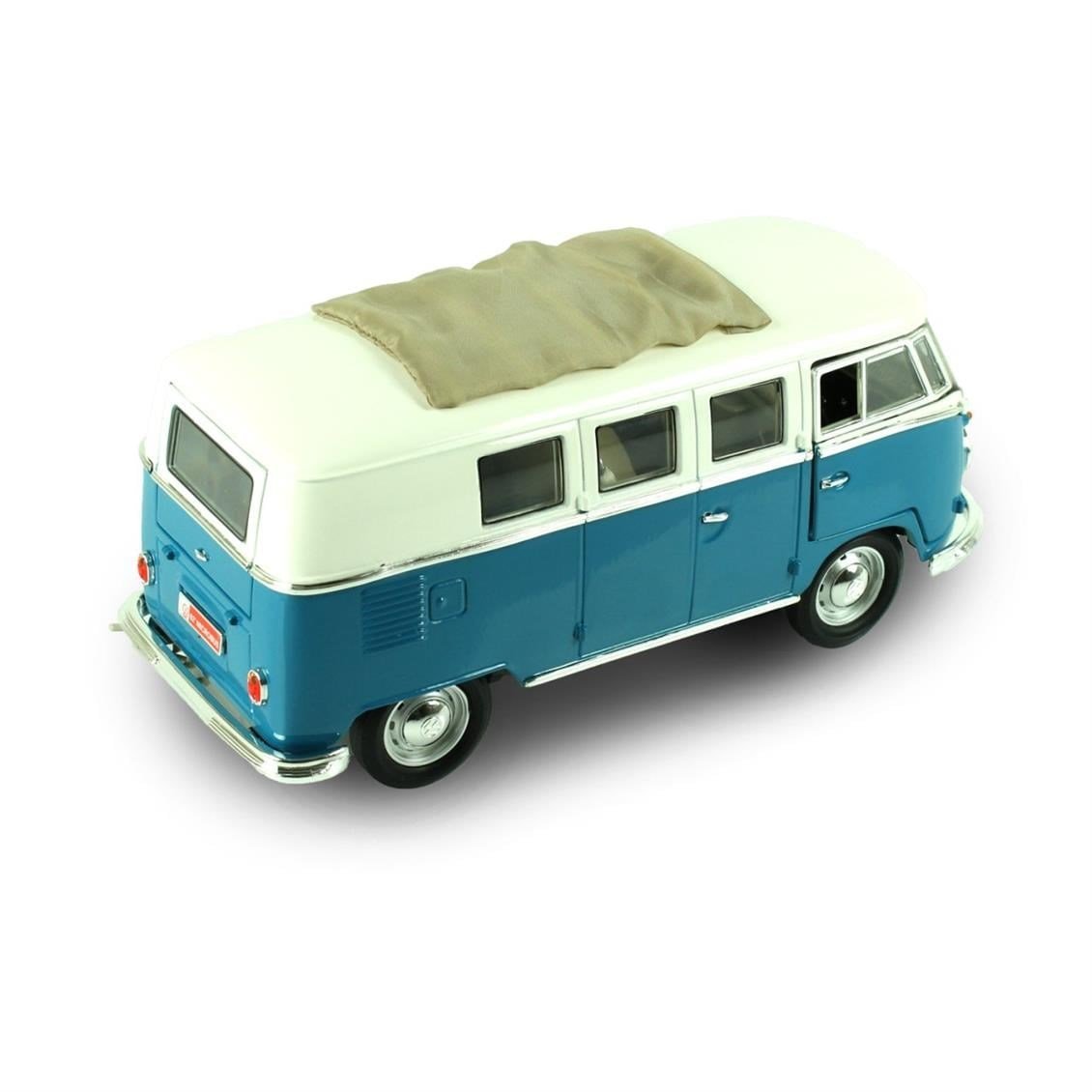 Road Signature 92327 1/18 Ölçek, 1962 Volkwagen Microbus Sunroof, Blue, Sergilemeye Hazır Metal Araba Modeli