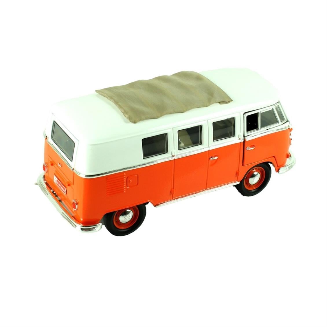 Road Signature 92327 1/18 Ölçek, 1963 Volkwagen Microbus Sunroof, Orange, Sergilemeye Hazır Metal Araba Modeli