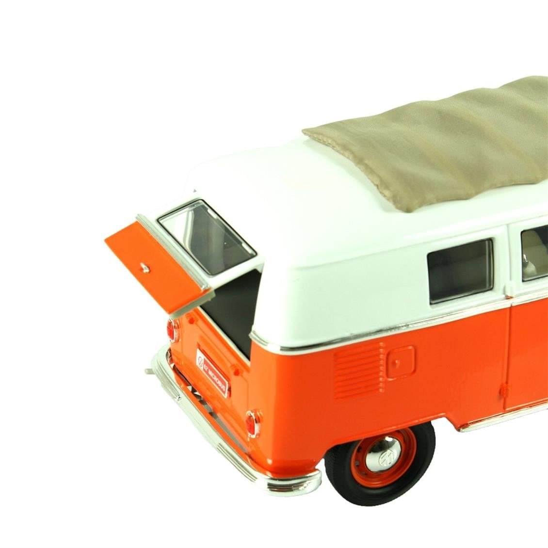 Road Signature 92327 1/18 Ölçek, 1963 Volkwagen Microbus Sunroof, Orange, Sergilemeye Hazır Metal Araba Modeli